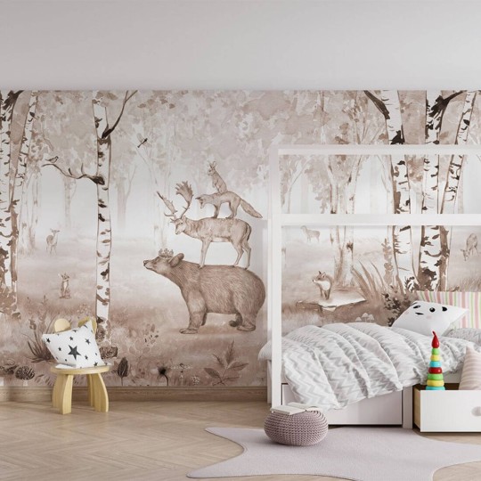 Pastelowelove Bear King Brązowy - mural dziecięcy w niedźwiadki