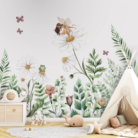 Pastelowelove Fairy Garden - mural dziecięcy w kwiaty i wróżkę