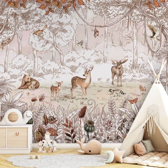 Pastelowelove Forest Friends Autumn - mural dziecięcy w leśne zwierzęta