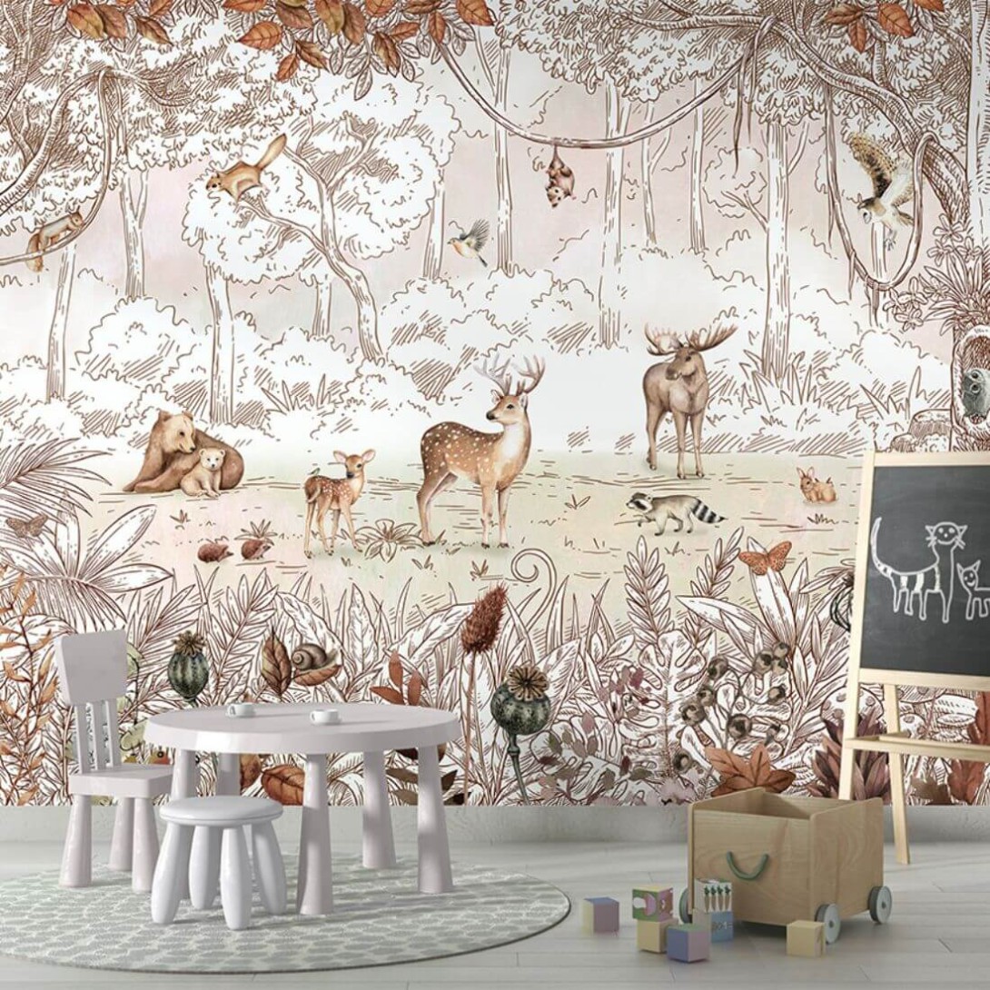 Pastelowelove Forest Friends Autumn - mural dziecięcy w leśne zwierzęta