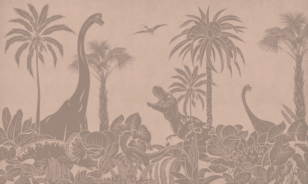 Pastelowelove Monochrome Dino Różowy - mural dziecięcy w dinozaury