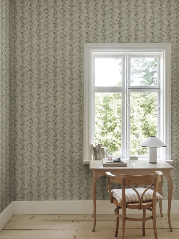 Sandberg S10613 Herbarium Beatrice Light Green – mural kwiatowa winorośl
