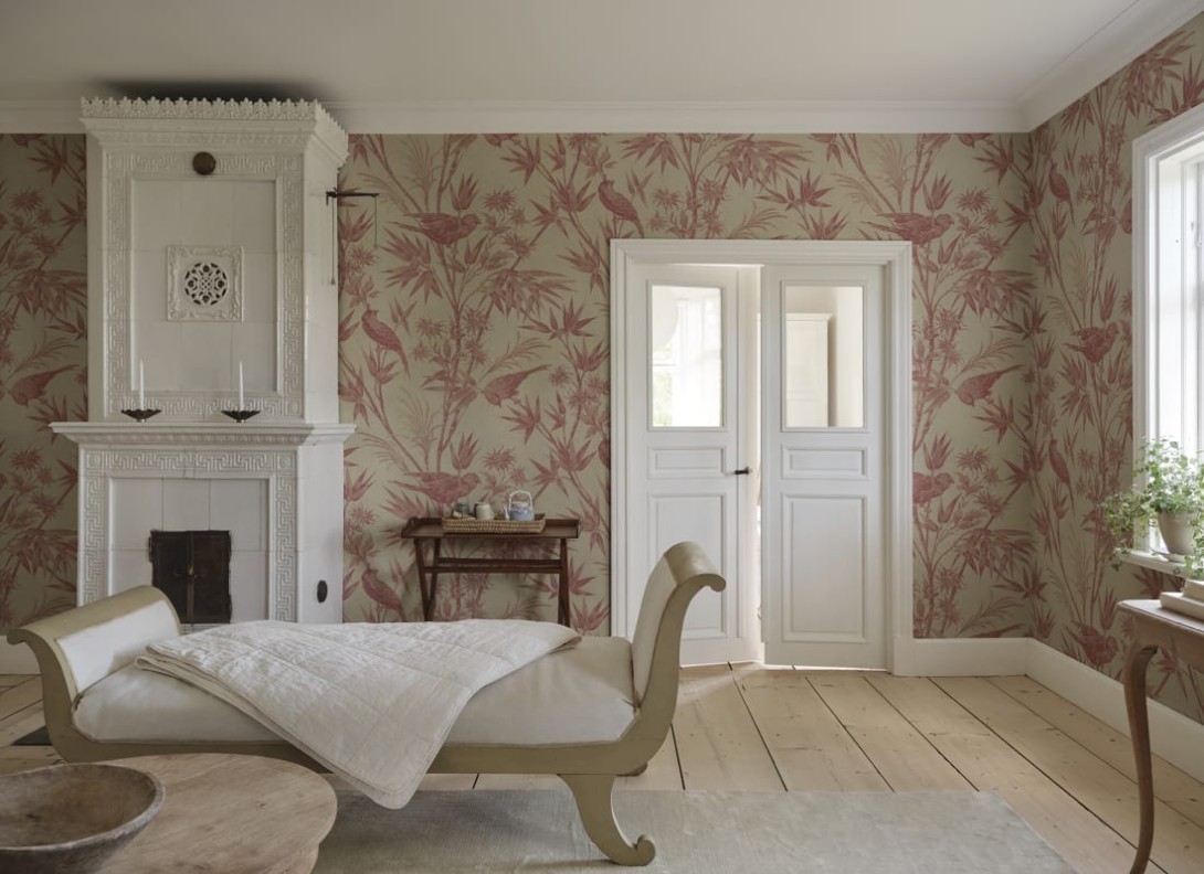 Sandberg S10604 Herbarium Celeste Red – mural z gajem bambusowym