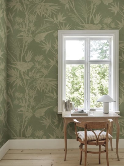 Sandberg S10597 Herbarium Celeste Green – mural z gajem bambusowym