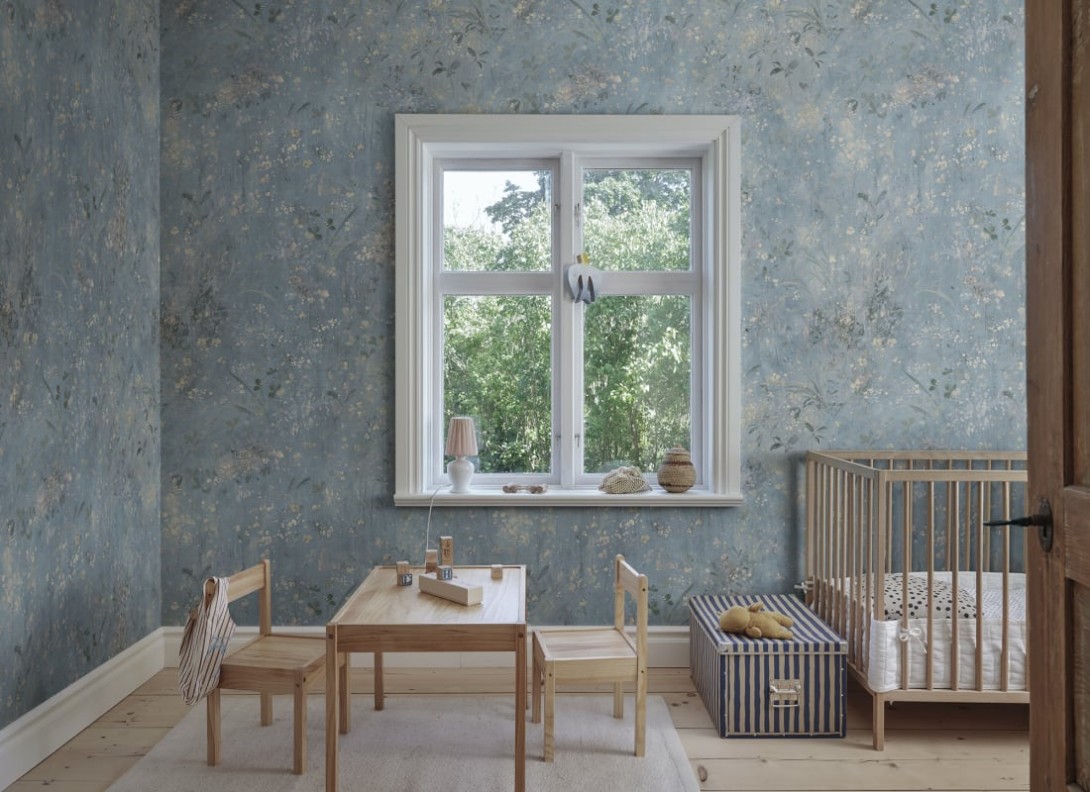 Sandberg S10603 Herbarium Juni Light Blue – mural malowany ogród roślinny