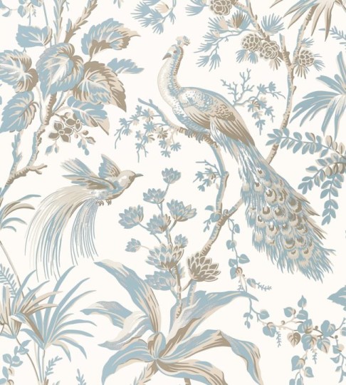 Anna French AT57828 Bristol Peacock Toile Soft Blue and Beige - tapeta w pawie