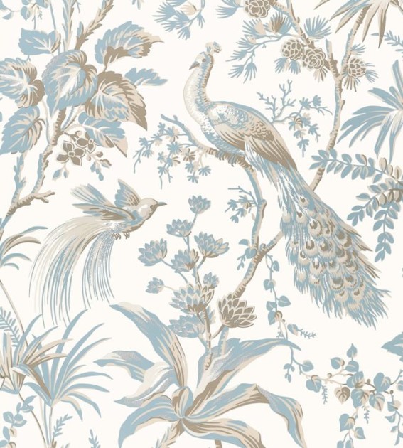 Anna French AT57828 Bristol Peacock Toile Soft Blue and Beige - tapeta w pawie