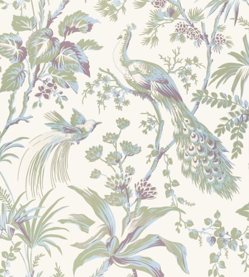 Anna French AT57829 Bristol Peacock Toile Green and Plum - tapeta w pawie