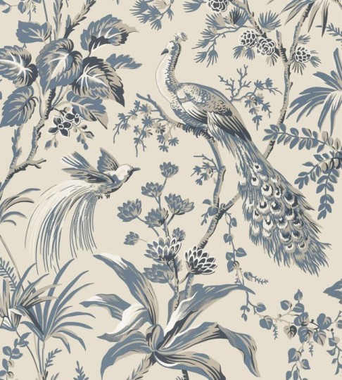 Anna French AT57833 Bristol Peacock Toile Slate and Black - tapeta w pawie