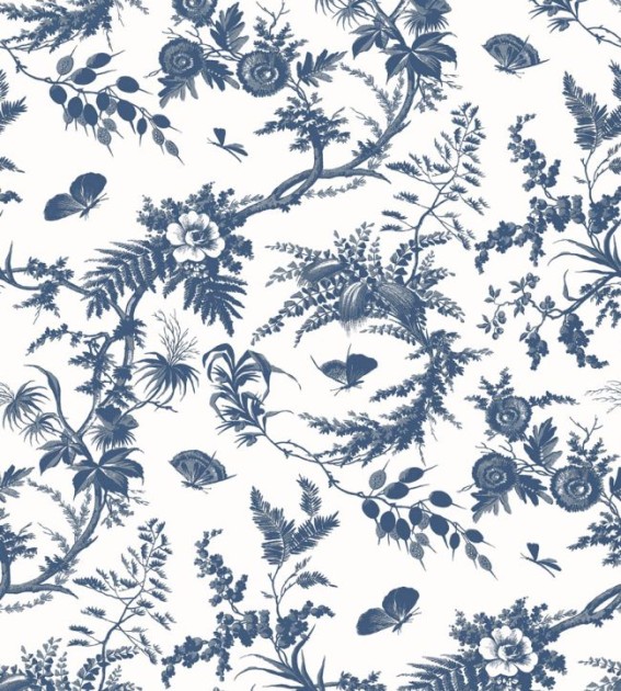 Anna French AT57837 Bristol Newlands Toile Blue - tapeta w roślinny motyw