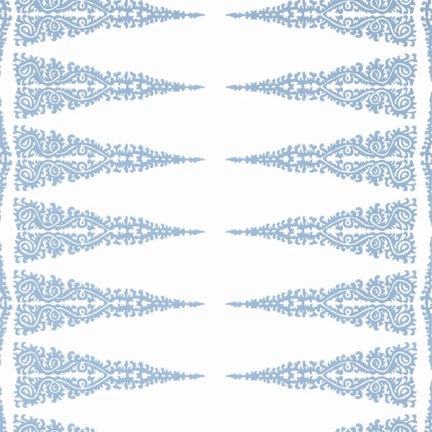 Anna French AT24543 Devon Ellery Stripe Sky Blue on White - tapeta w stylizowane rośliny ułożone w pasy