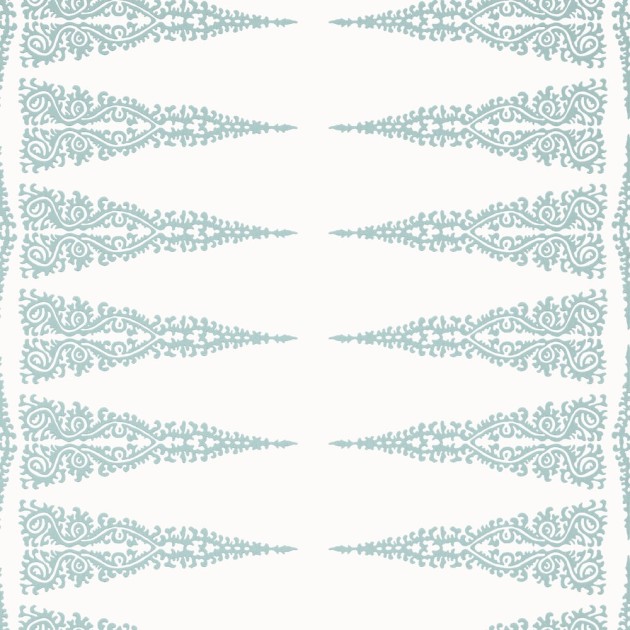 Anna French AT24544 Devon Ellery Stripe Robin's Egg on White - tapeta w stylizowane rośliny ułożone w pasy