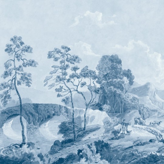 Anna French ATM24573 Devon Savery Mural Blue - mural w roślinny pejzaż