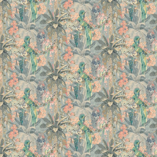 Linwood LW075/002 Rainforest Rabble Powder Blue - tapeta w egzotyczne rośliny