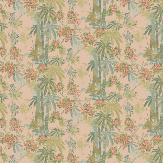 Linwood LW077/001 Bamboo Garden Dusky Pink - tapeta w egzotyczną roślinność