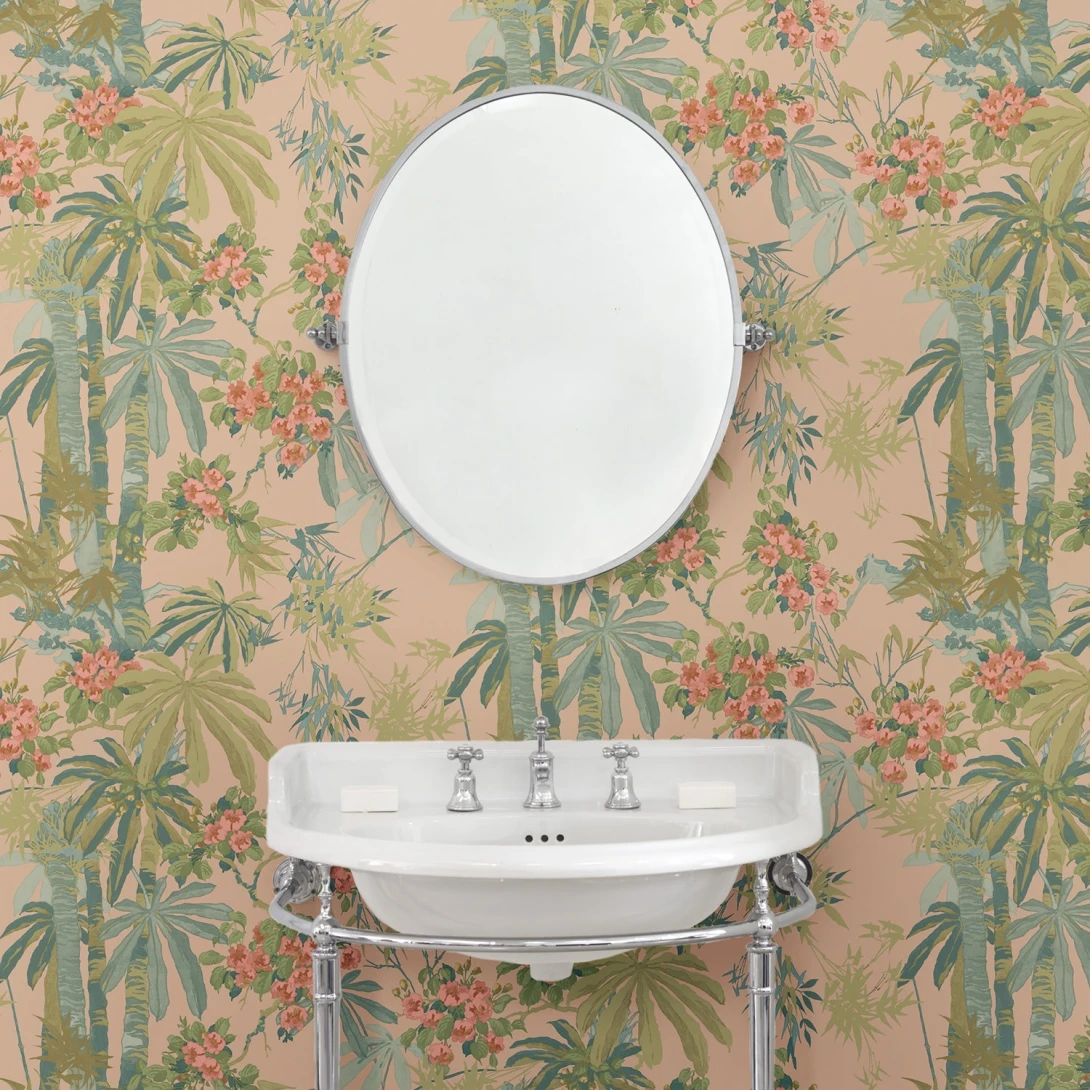 Linwood LW077/001 Bamboo Garden Dusky Pink - tapeta w egzotyczną roślinność