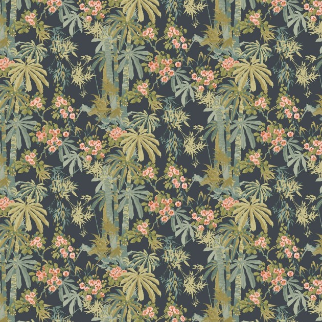 Linwood LW077/003 Bamboo Garden Navy - tapeta w egzotyczną roślinność