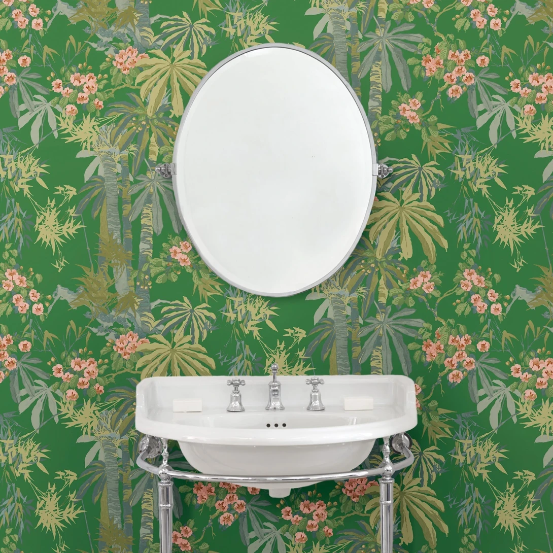 Linwood LW077/004 Bamboo Garden Emerald - tapeta w egzotyczną roślinność