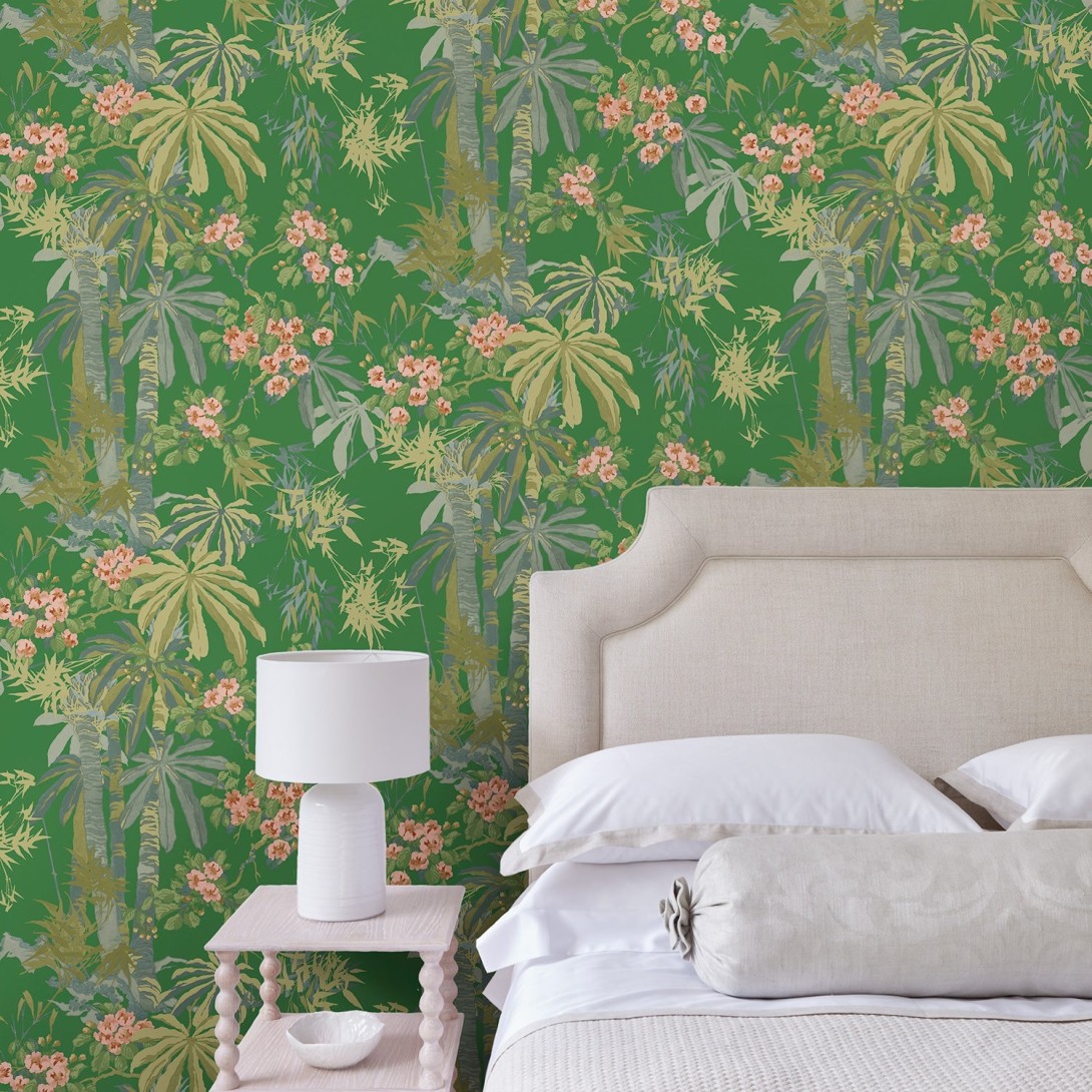 Linwood LW077/004 Bamboo Garden Emerald - tapeta w egzotyczną roślinność