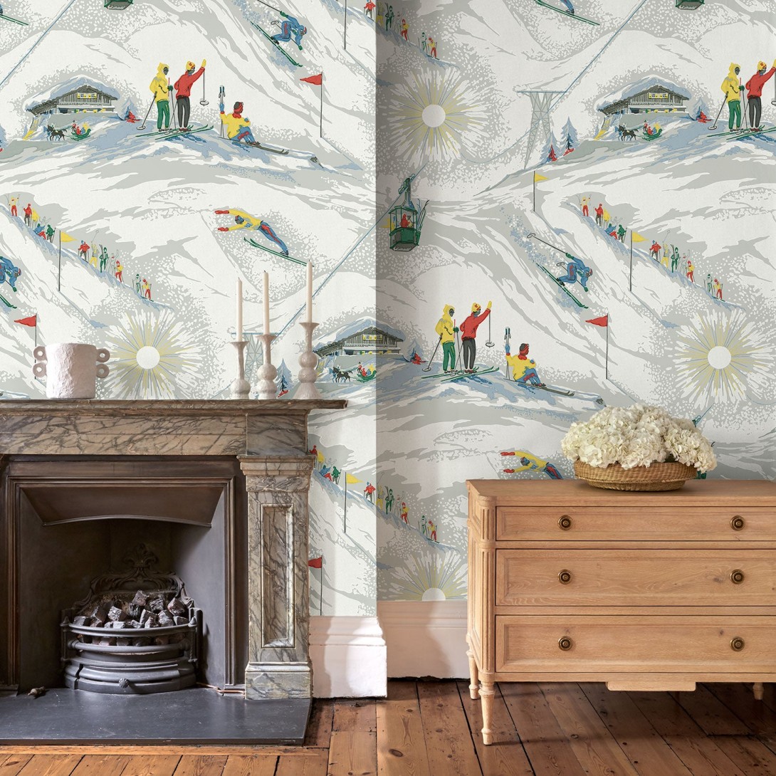 Linwood LW091/001 Off Piste Alpine - tapeta w góry i narciarzy
