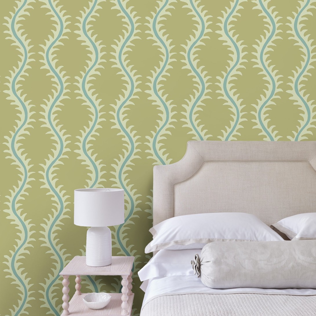 Linwood LW096/003 Helter Skelter Pistachio - tapeta w stylizowane paprocie