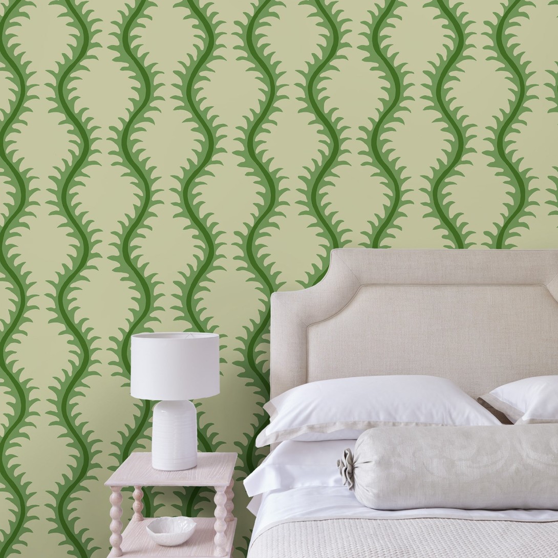 Linwood LW096/006 Helter Skelter Emerald - tapeta w stylizowane paprocie