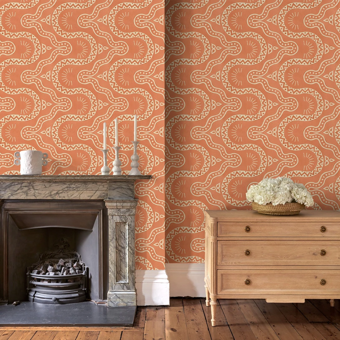 Linwood LW097/002 Pinball Papaya - tapeta w organiczne linie