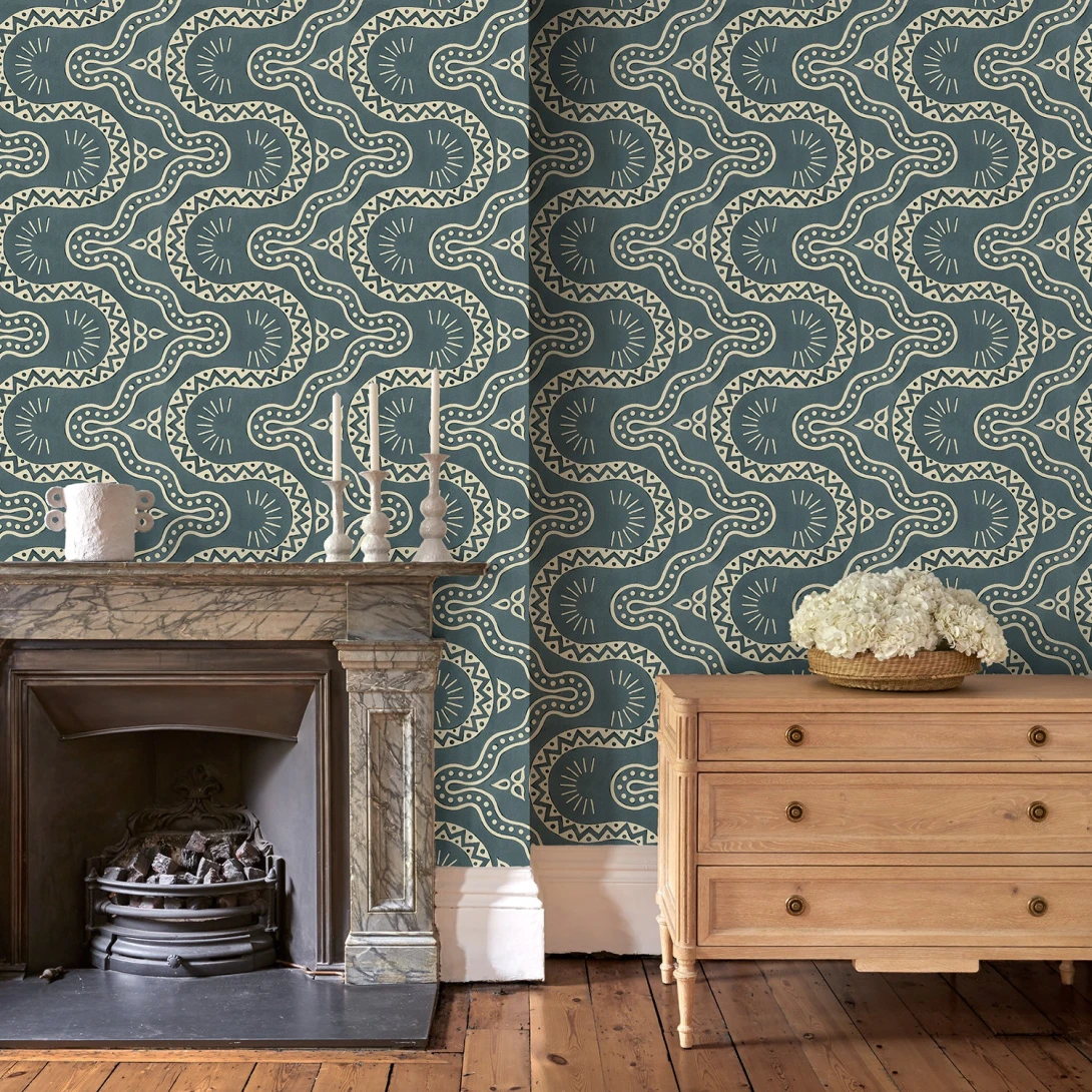 Linwood LW097/006 Pinball Indigo - tapeta w organiczne linie