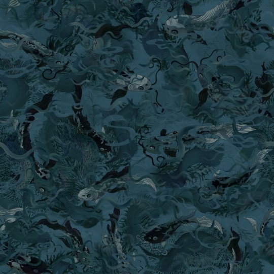 Rebel Walls R21023 Sam Wilde Atlantis Fish Dark - mural w rybki koi