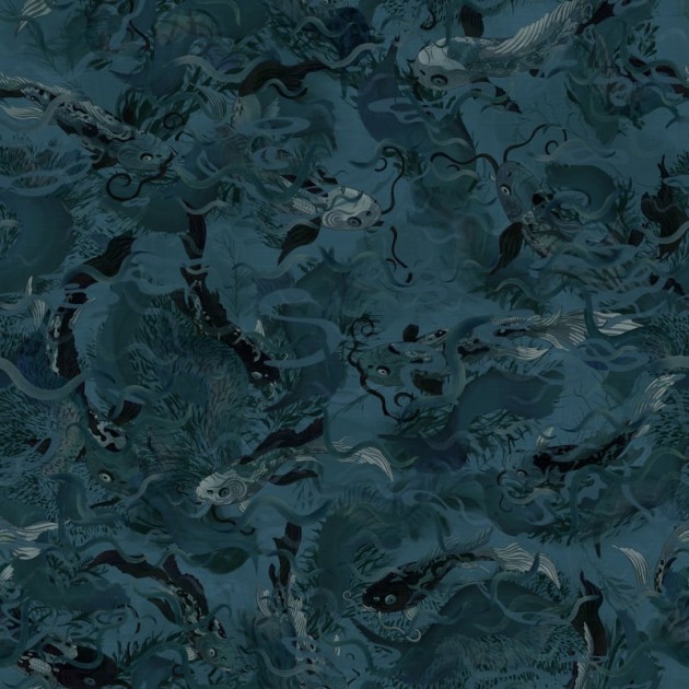 Rebel Walls R21023 Sam Wilde Atlantis Fish Dark - mural w rybki koi