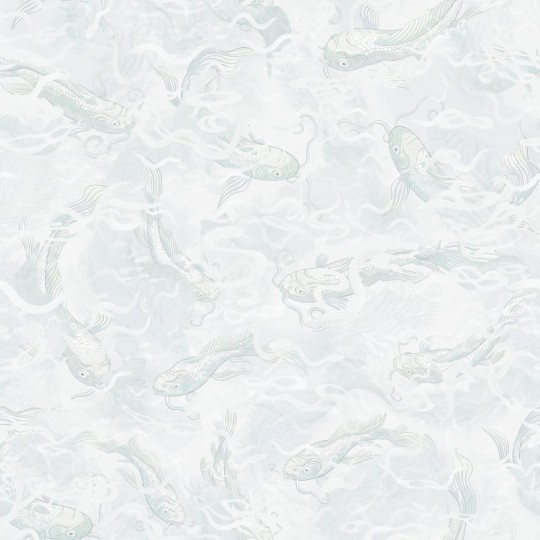 Rebel Walls R21026 Sam Wilde Atlantis Fish White - mural w rybki koi