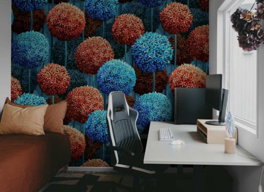 Rebel Walls R21040 Sam Wilde Elysian Flowers Blue - mural w kwiaty allium