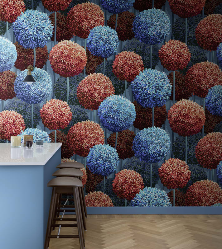 Rebel Walls R21040 Sam Wilde Elysian Flowers Blue - mural w kwiaty allium