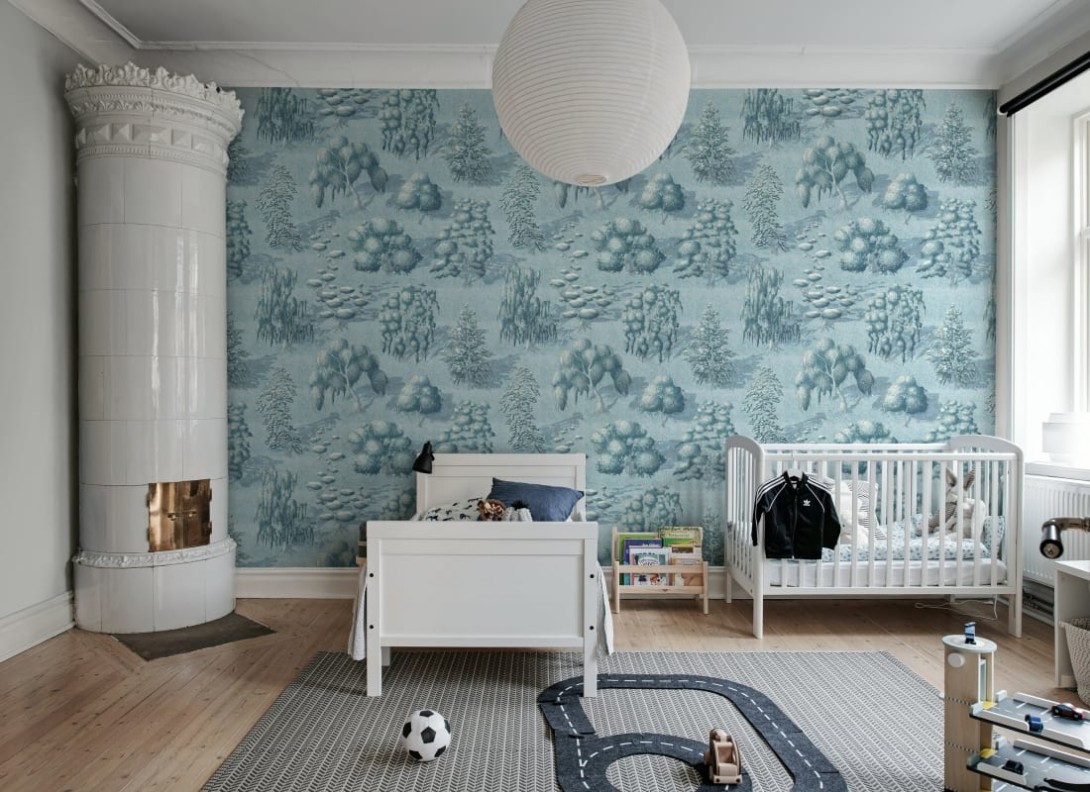 Rebel Walls R21042 Sam Wilde Yggdrasil Forest Blue - mural w drzewa