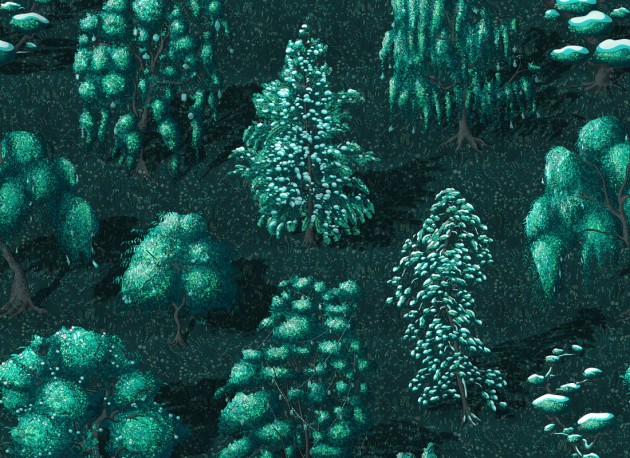 Rebel Walls R21043 Sam Wilde Yggdrasil Forest Dark - mural w drzewa