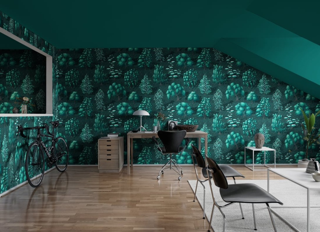 Rebel Walls R21043 Sam Wilde Yggdrasil Forest Dark - mural w drzewa