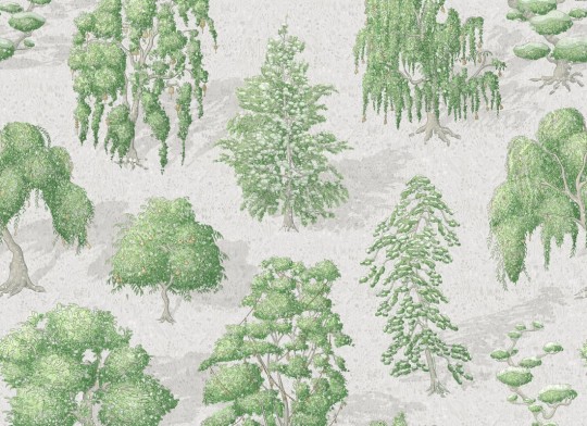 Rebel Walls R21044 Sam Wilde Yggdrasil Forest Light Green - mural w drzewa