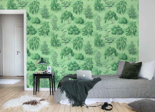Rebel Walls R21045 Sam Wilde Yggdrasil Forest Green - mural w drzewa