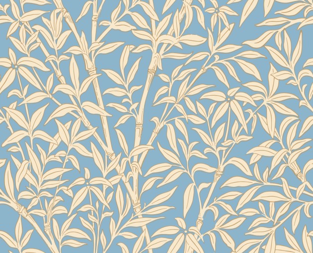 Cole & Son 127/1002 Classics Collection Vol. I Bamboo Forest Buttercup Yellow on Cornflower Blue – tapeta w liście bambusa