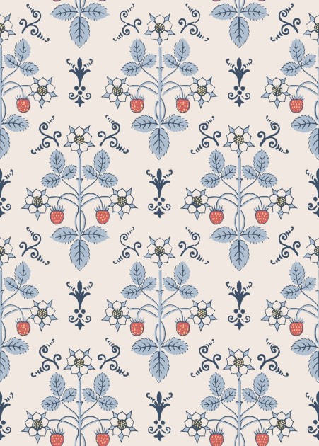 Cole & Son 127/2010 Classics Collection Vol. I Strawberry China Blue on Cream – tapeta roślinna w truskawki