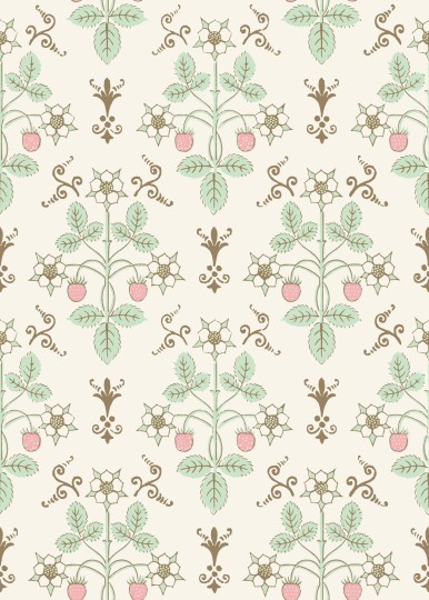 Cole & Son 127/2011 Classics Collection Vol. I Strawberry Blush & Mint on Pastel – tapeta roślinna w truskawki