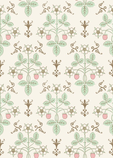 Cole & Son 127/2011 Classics Collection Vol. I Strawberry Blush & Mint on Pastel – tapeta roślinna w truskawki