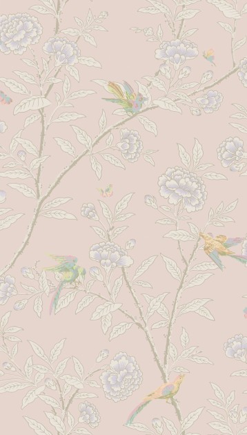 Cole & Son 127/4020 Classics Collection Vol. I Roseberry with Birds Shell Pink – tapeta w drzewo różane i ptaki