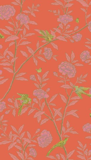 Cole & Son 127/4021 Classics Collection Vol. I Roseberry with Birds Vermillion – tapeta w drzewo różane i ptaki