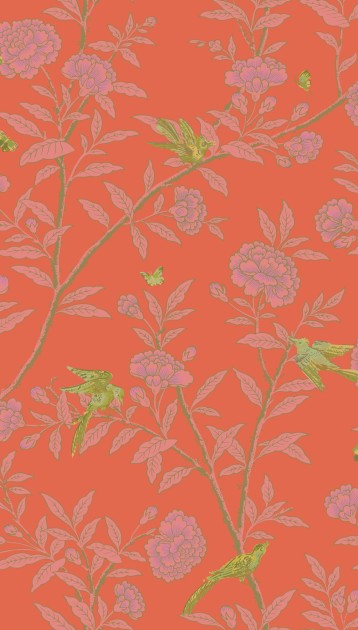 Cole & Son 127/4021 Classics Collection Vol. I Roseberry with Birds Vermillion – tapeta w drzewo różane i ptaki