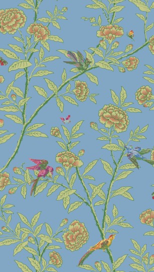 Cole & Son 127/4022 Classics Collection Vol. I Roseberry with Birds Hyacinth Blue – tapeta w drzewo różane i ptaki