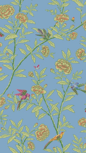 Cole & Son 127/4022 Classics Collection Vol. I Roseberry with Birds Hyacinth Blue – tapeta w drzewo różane i ptaki