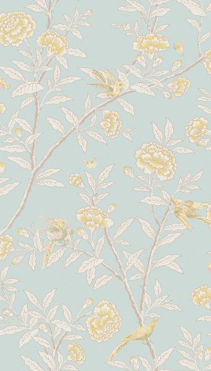 Cole & Son 127/4023 Classics Collection Vol. I Roseberry with Birds Powder Blue – tapeta w drzewo różane i ptaki
