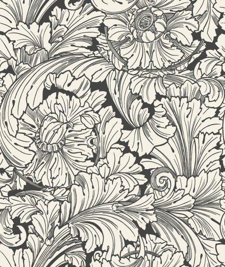 Cole & Son 127/6032 Classics Collection Vol. I Acanthus Soot & Snow – tapeta w kwiaty akantu