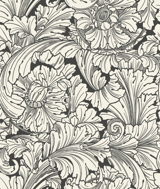 Cole & Son 127/6032 Classics Collection Vol. I Acanthus Soot & Snow – tapeta w kwiaty akantu